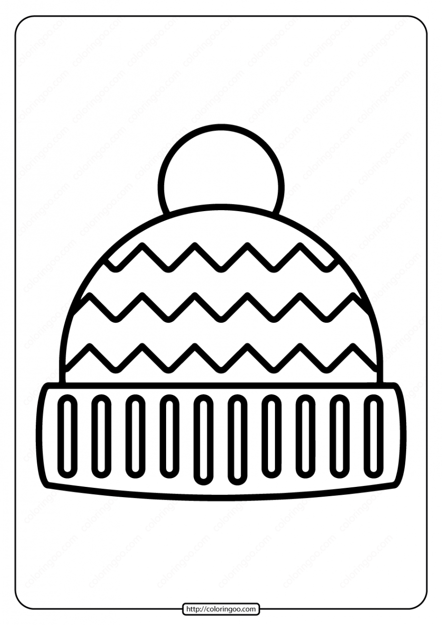 Free Printable Winter Hat Pdf Coloring Page  Coloring pages