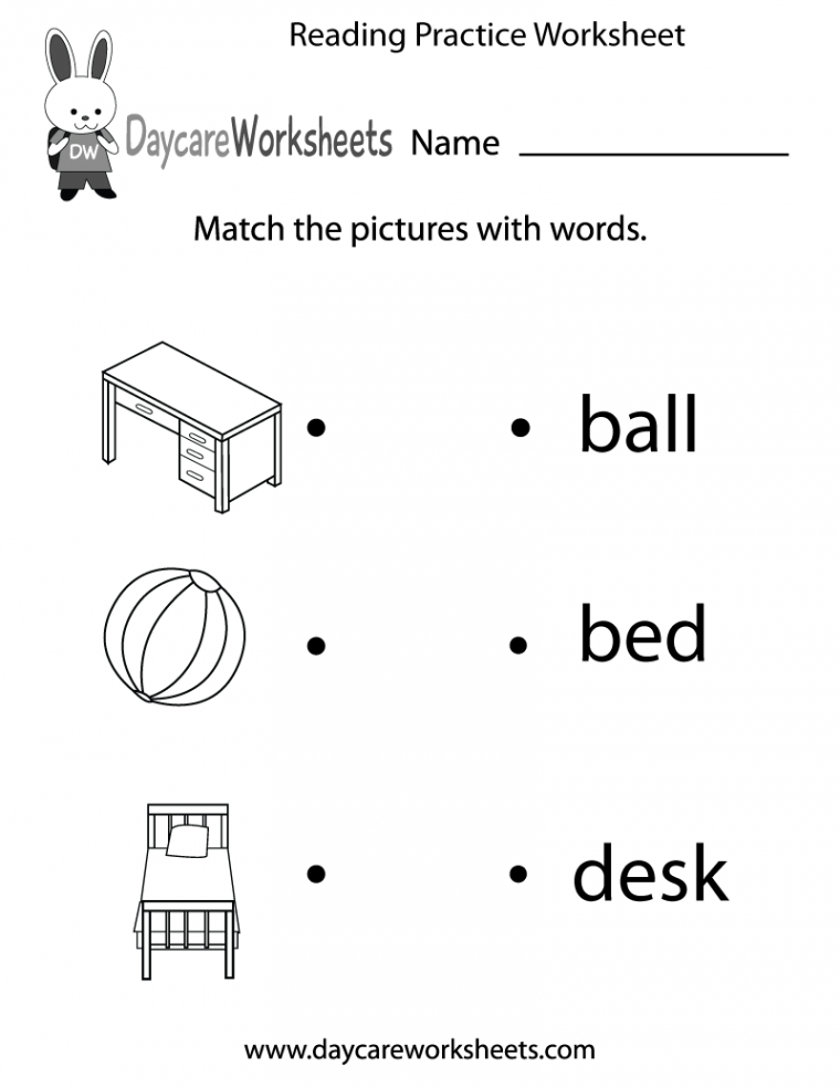 Free Reading Practice Worksheet for Preschool  Reading practice