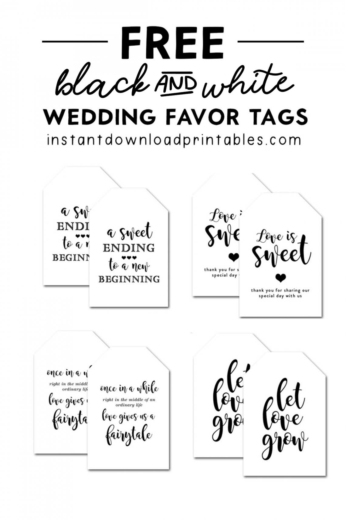 Free Wedding Favor Tags - Instant Download Printables - Instant