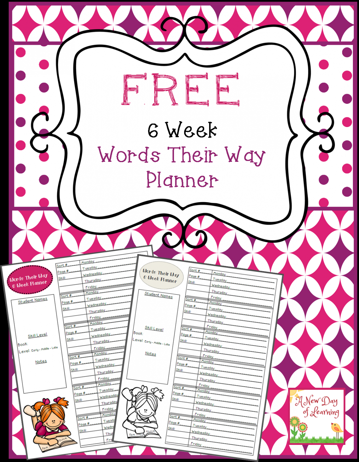 Free Words Their Way  Week Planner  rd grade words, Phonics