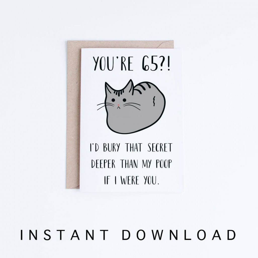 Funny th Birthday Cards Printable Cat  Birthday Card - Etsy