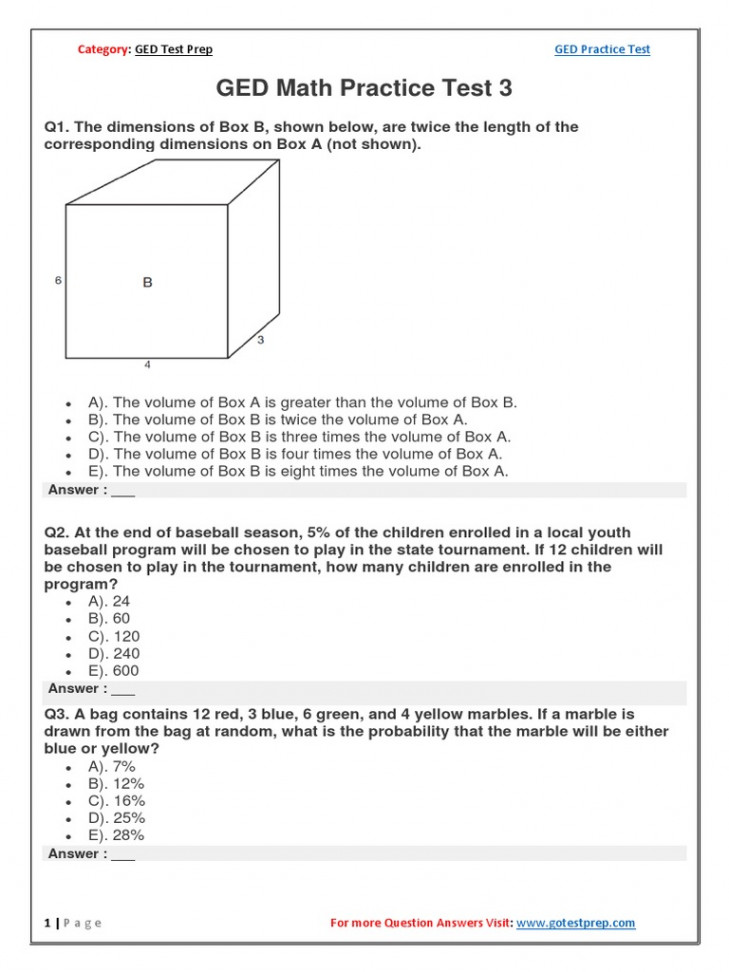 GED Math Practice Test   PDF  Triangle  Elementary Geometry