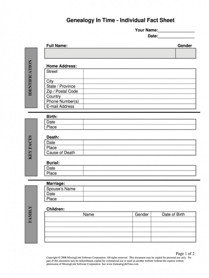 Genealogy Forms Individual Worksheet is an amount of tips from