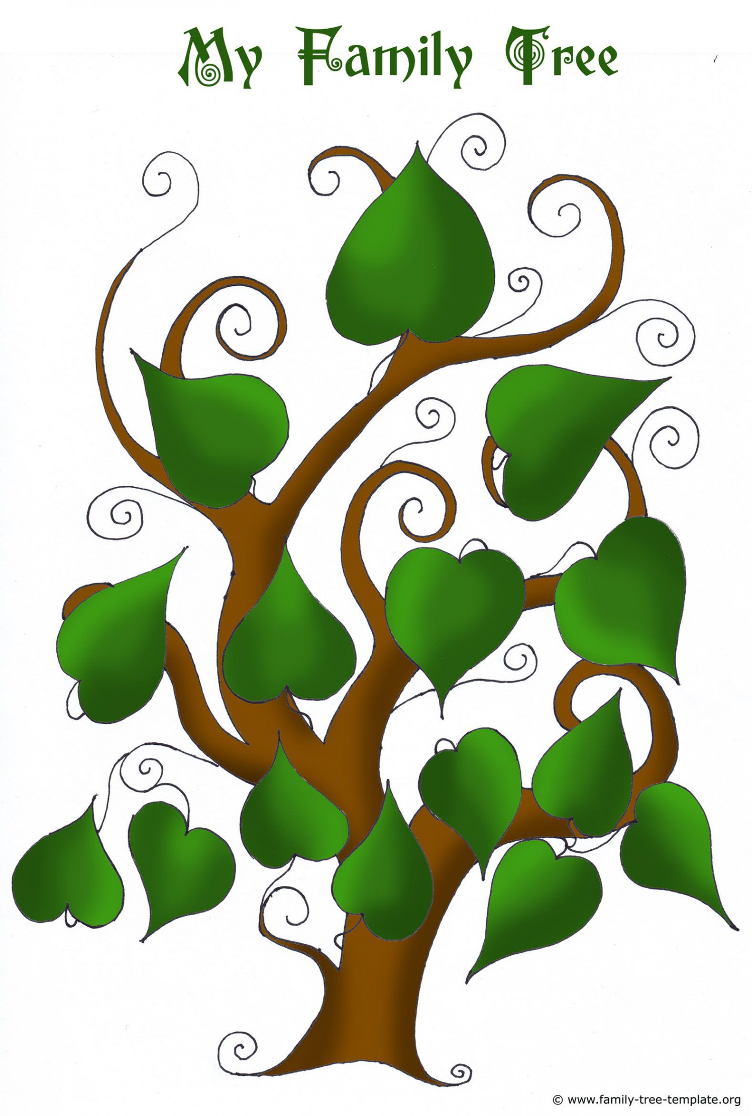 generation family tree with heart shaped leaves