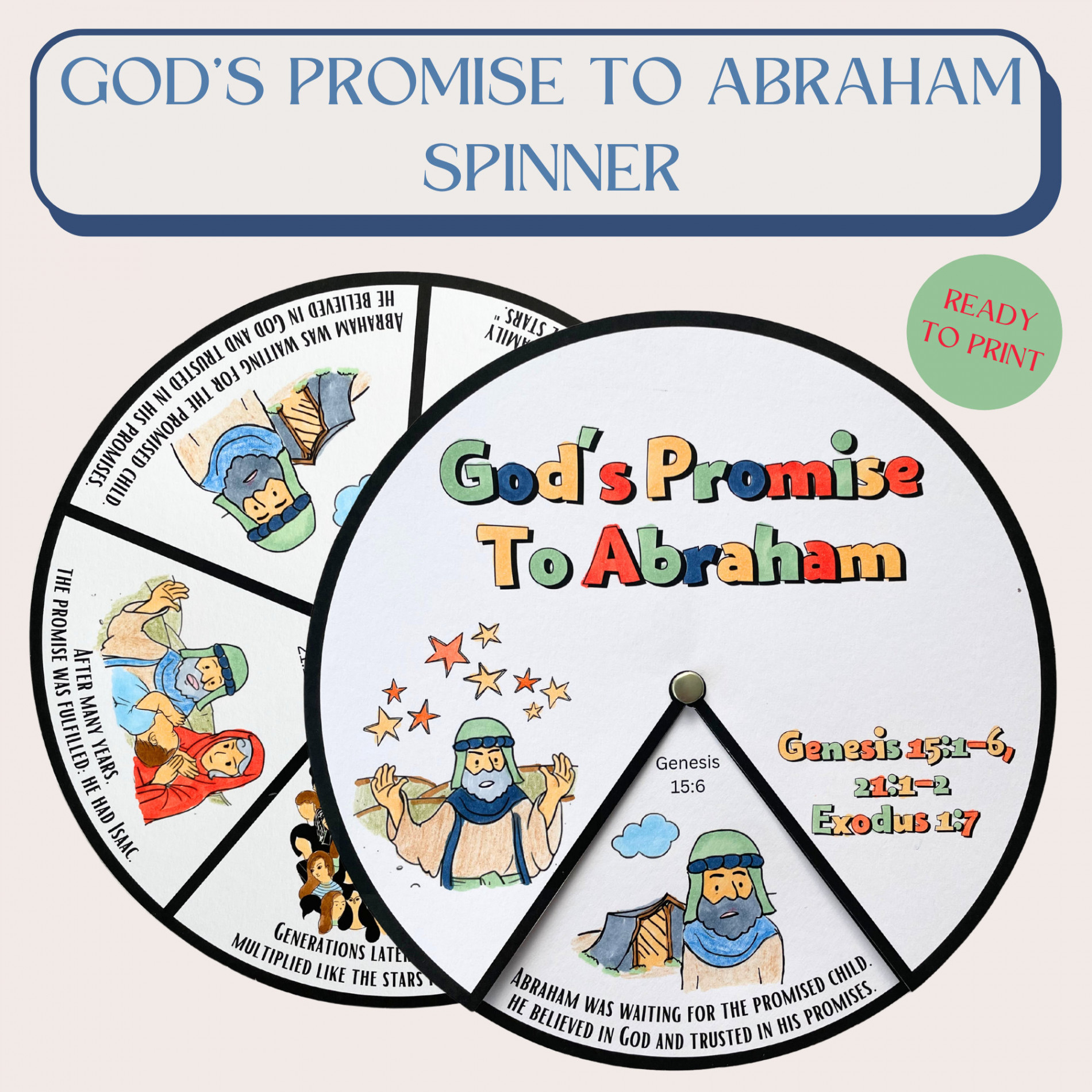 Gods Promise to Abraham Coloring Spinner Wheel Sunday School - Etsy