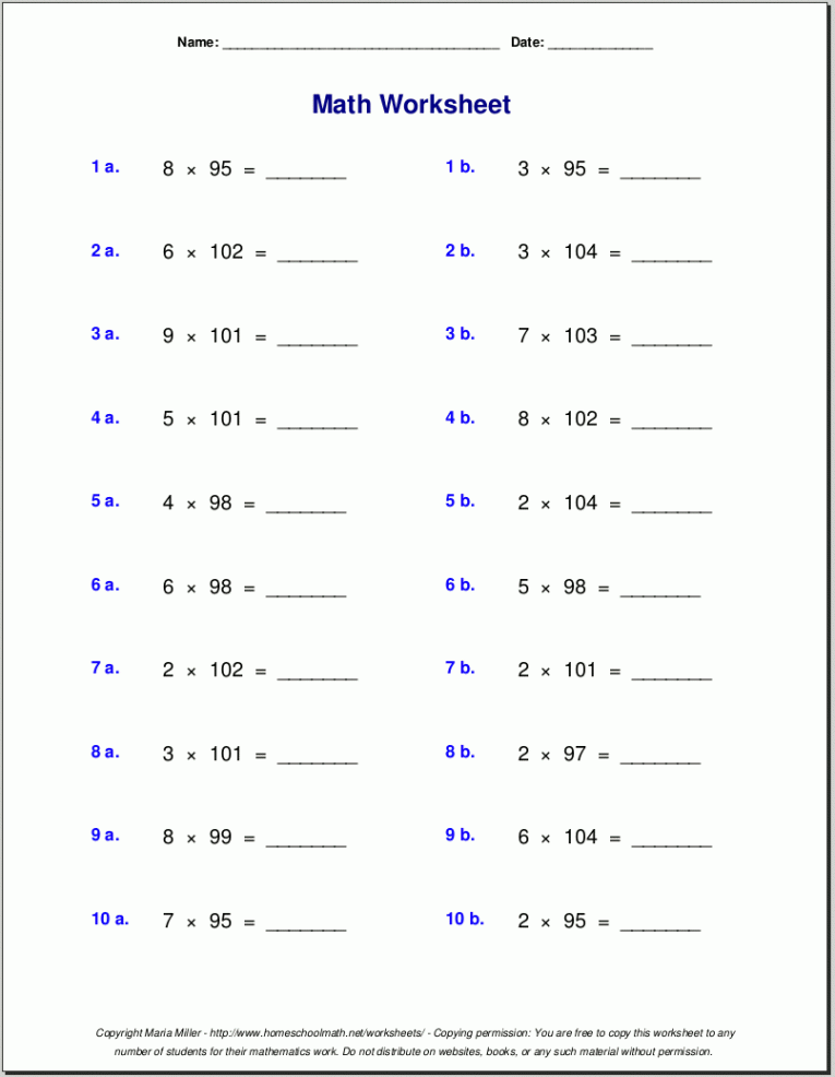 Grade  multiplication worksheets