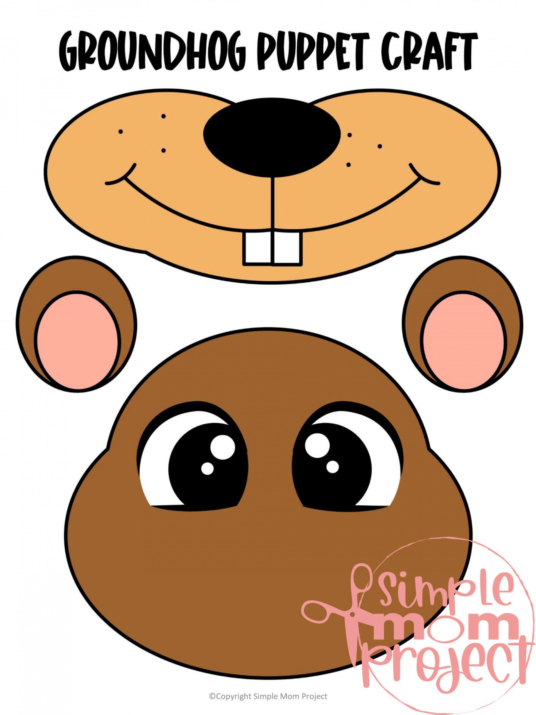 Groundhog Paper Bag Puppet Craft Template