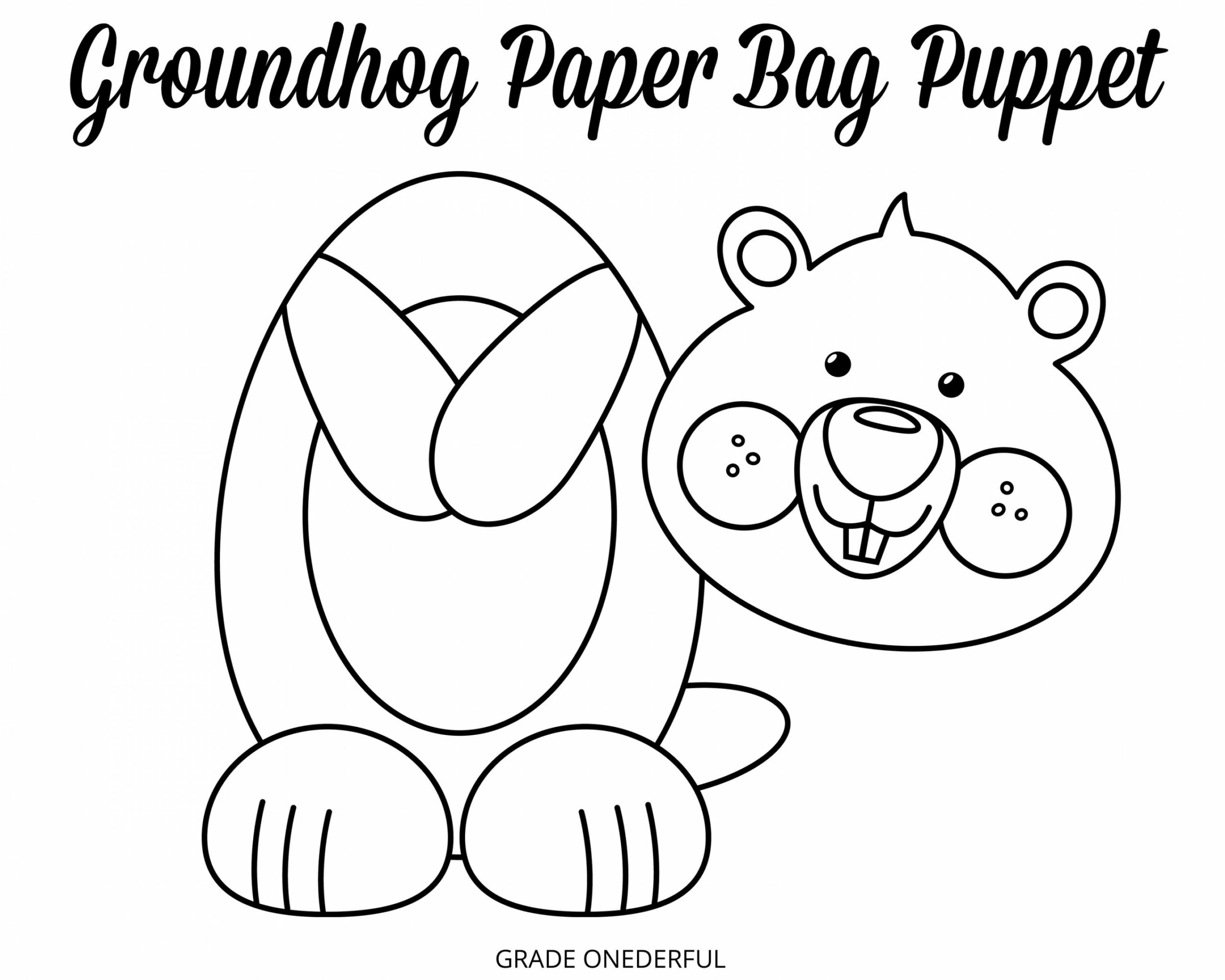 Groundhog Paper Bag Puppet Template Printable Craft for Kids