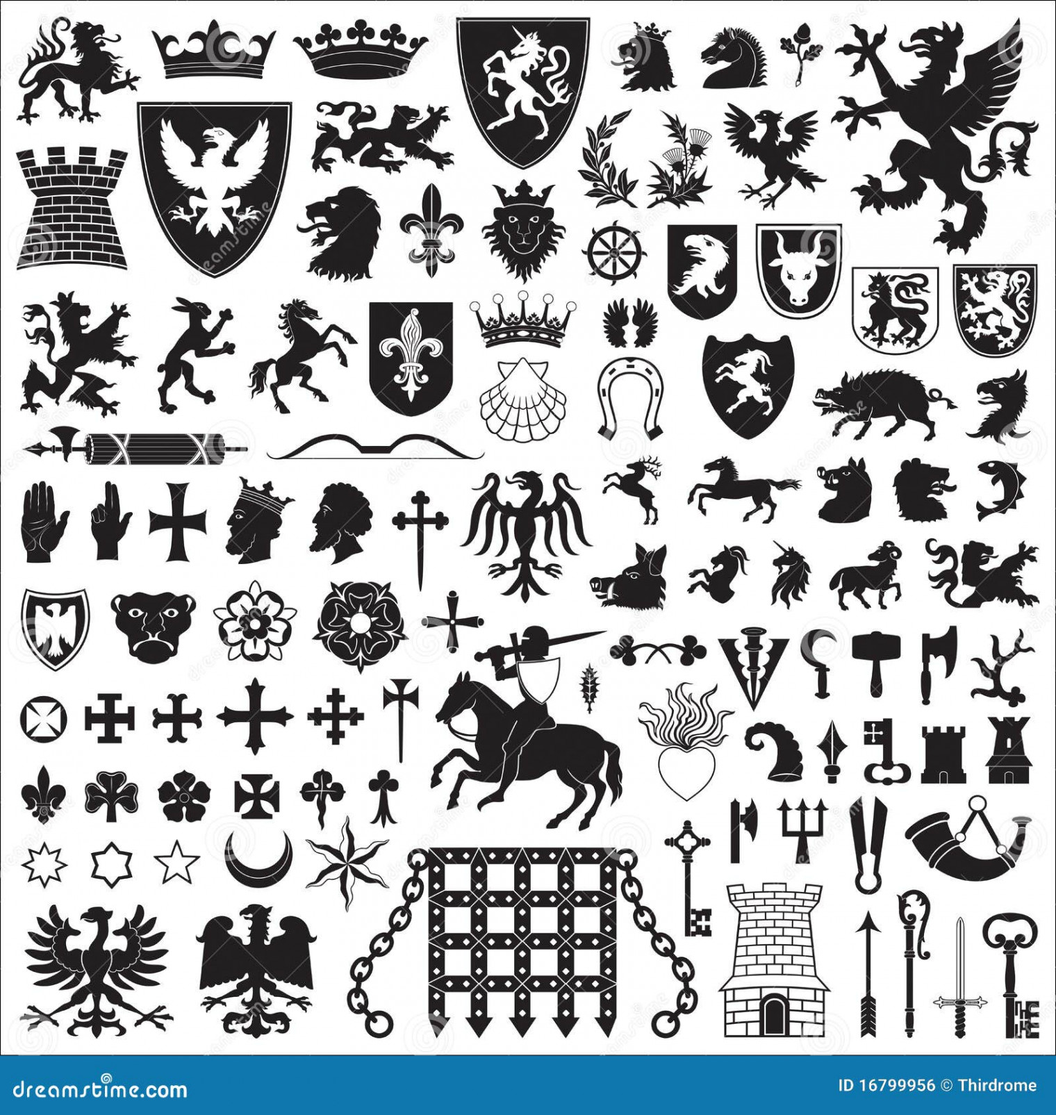 Heraldic Symbols and Elements Stock Vector - Illustration of crown