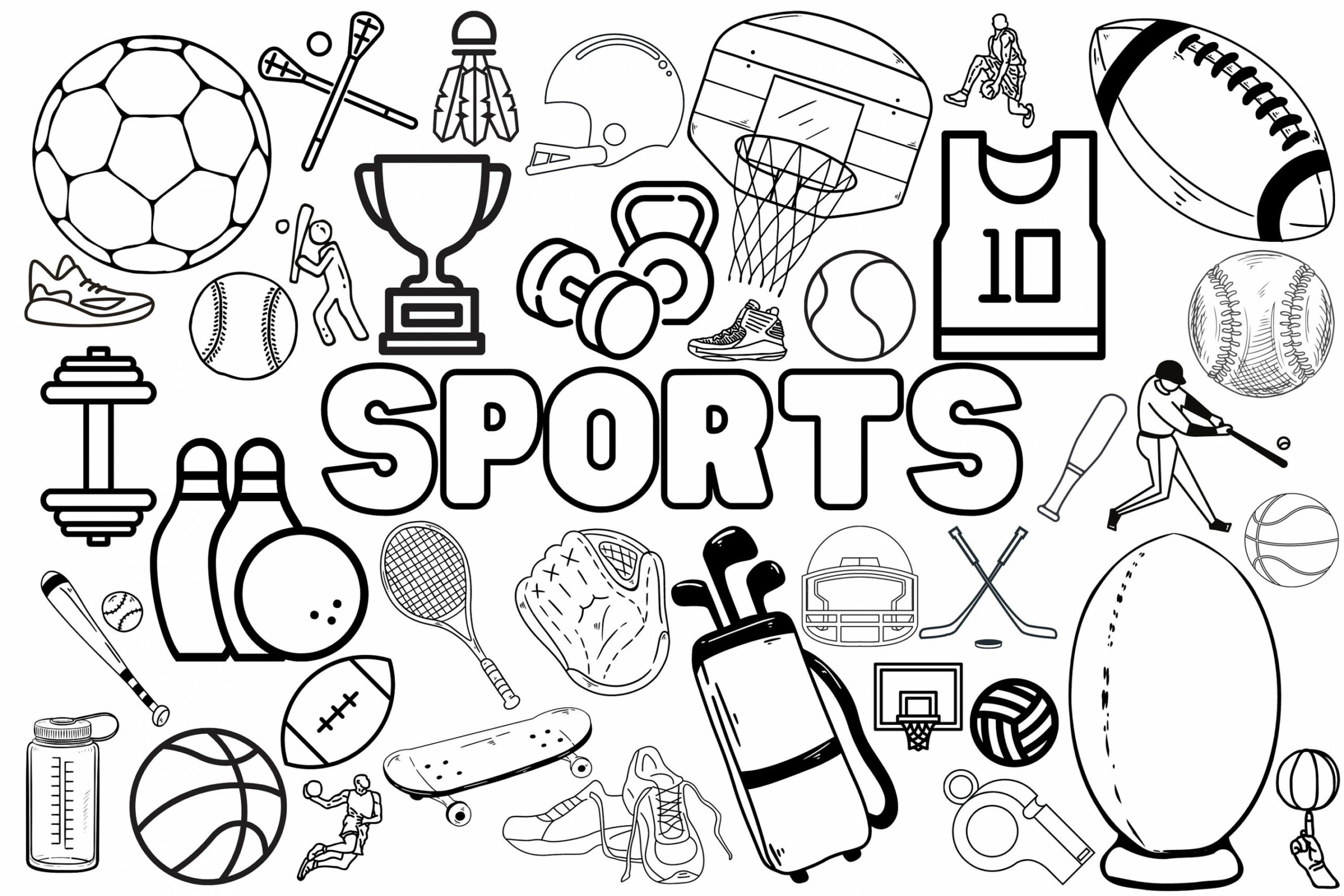 Huge Sports Coloring Poster for Kids Adults great for Family