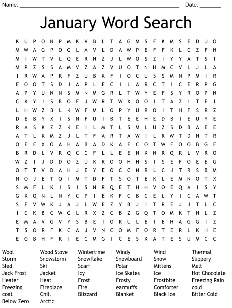 January Word Search - WordMint