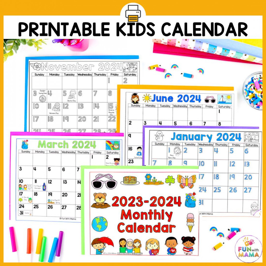 Kids Calendar Printable - Fun with Mama