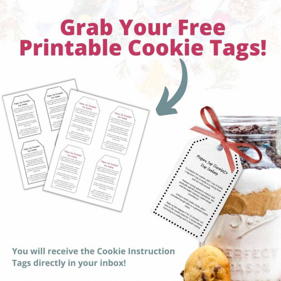 Mason Jar Chocolate Chip Cookies (+ Printable Tags)  A Reinvented Mom