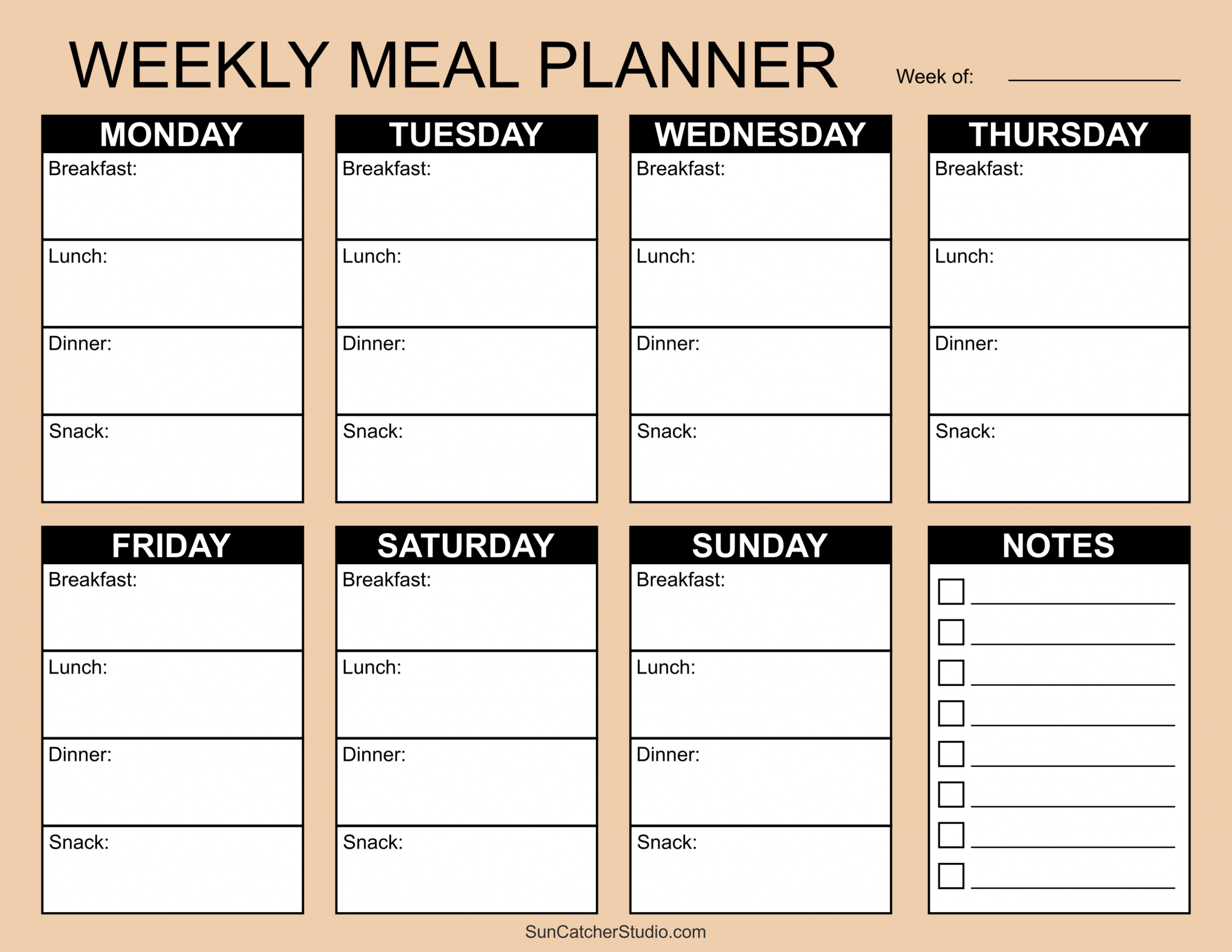 Meal Planners: Printable Weekly Menu Templates (PDF) – DIY