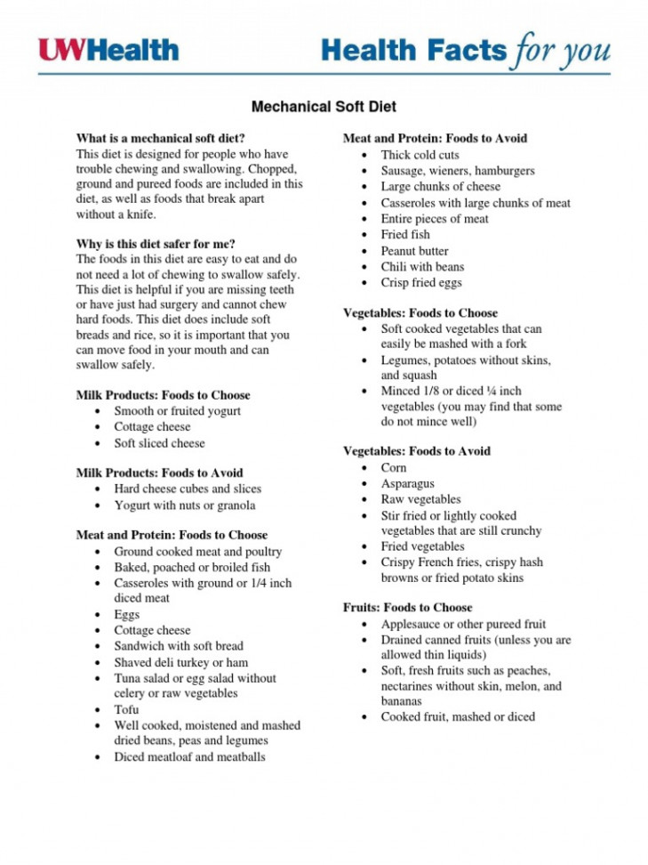 Mechanical Soft Diet  PDF  Soup  Desserts