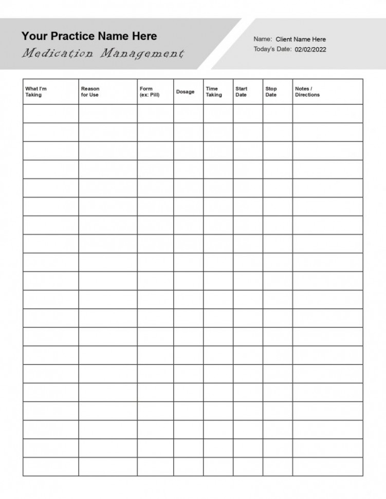 Medication Management Worksheet PDF - TherapyByPro