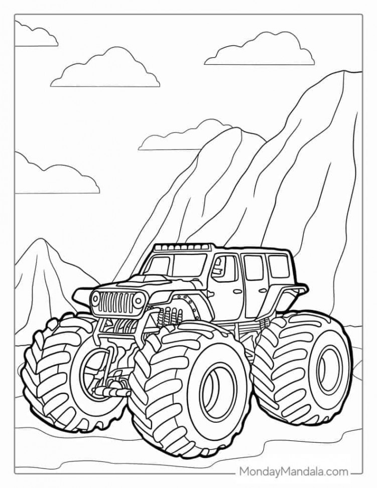 Monster Truck Coloring Pages (Free PDF Printables)
