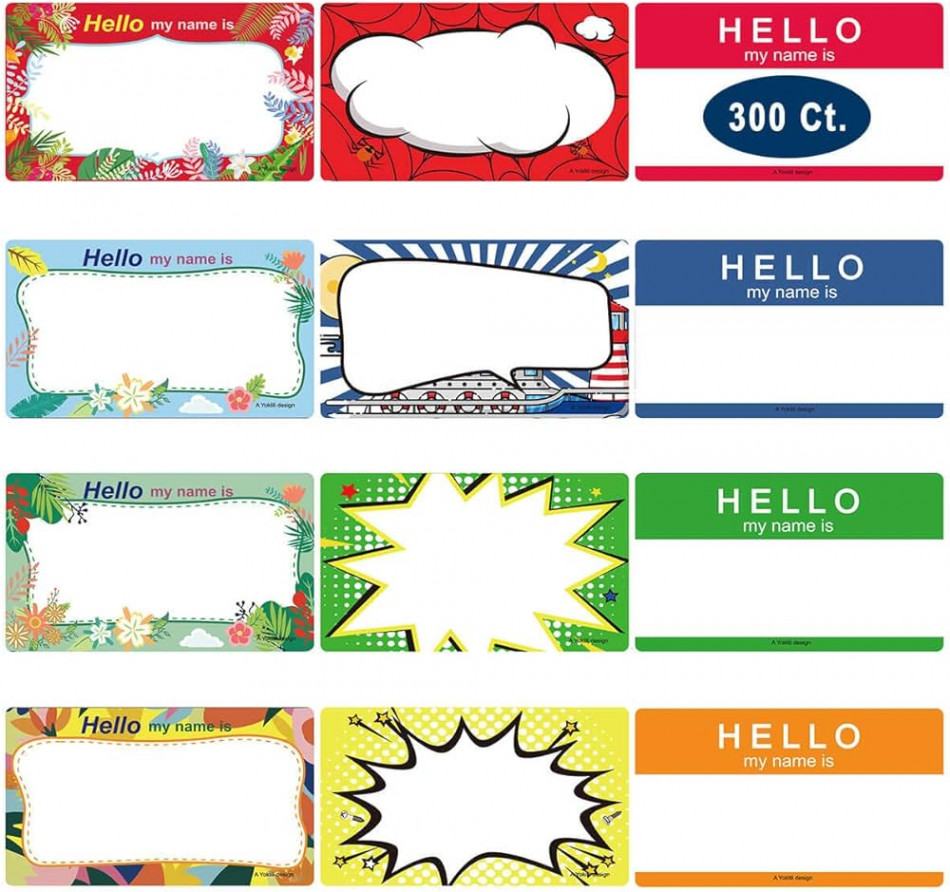 Name Tag Labels Stickers, Yoklili Printable Hello My Name is