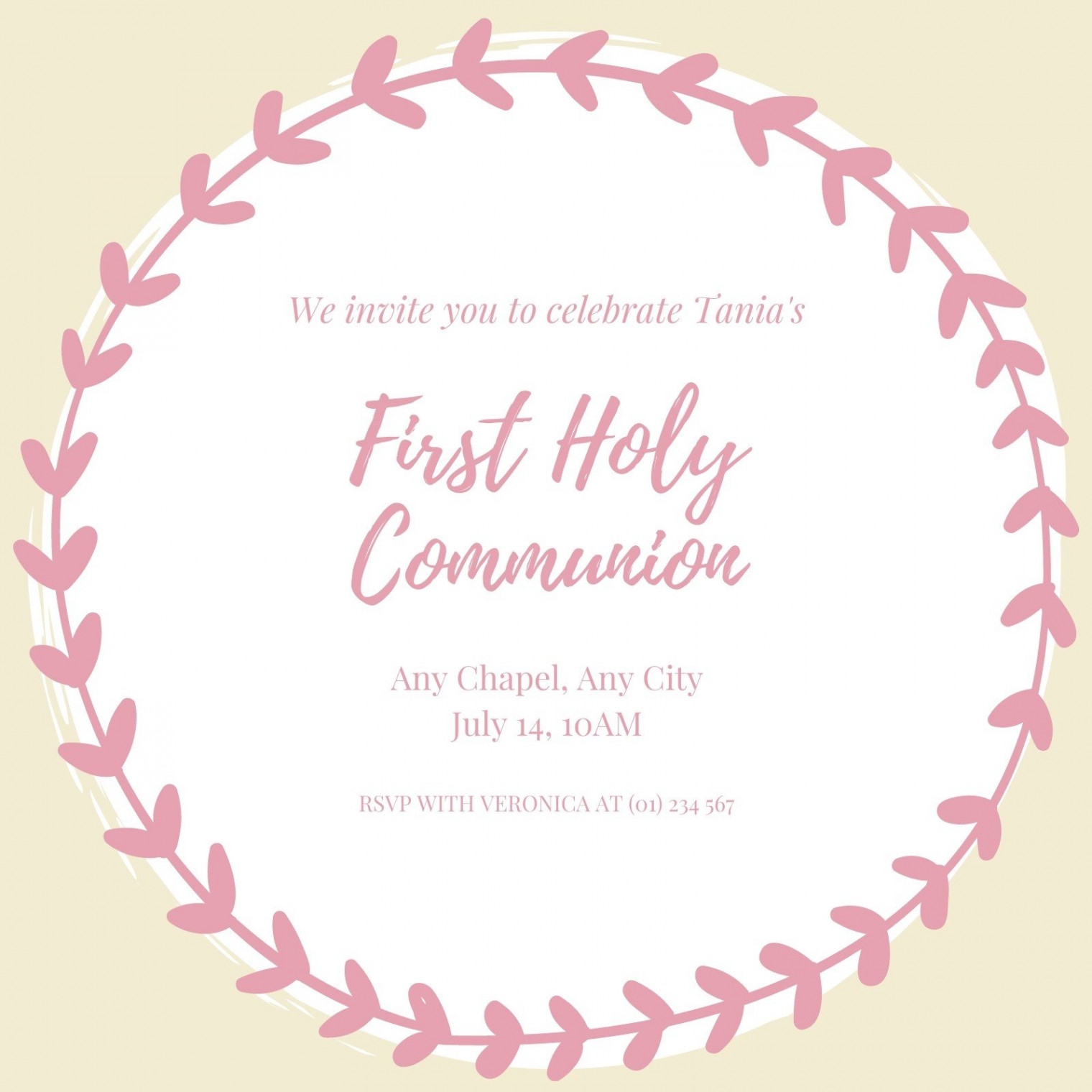 Page  - Free custom printable First Communion invitation