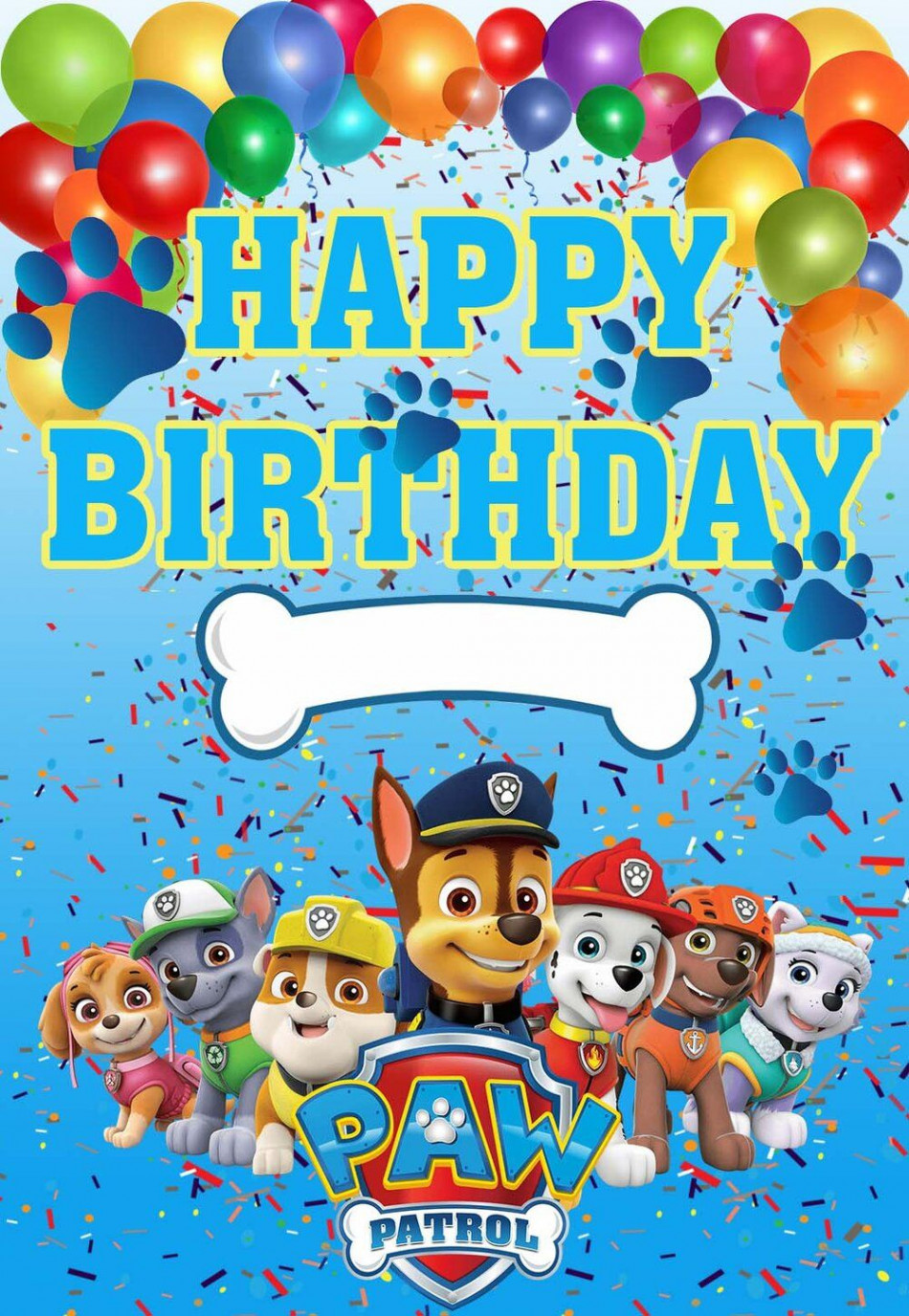 Paw patrol birthday card, Paw patrol birthday decorations, Free