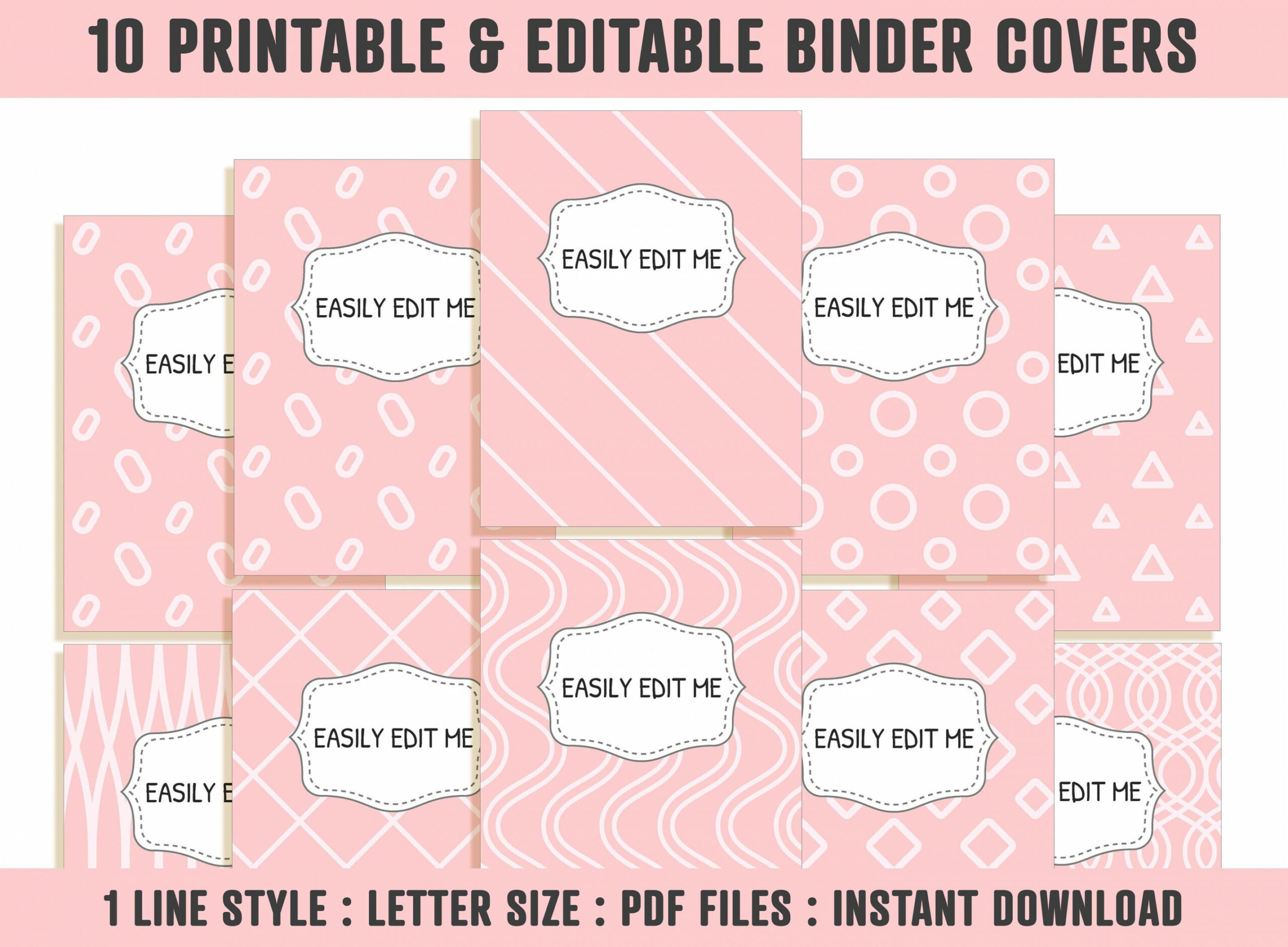 Pink Binder Cover  Printable & Editable CoversSpines - Etsy