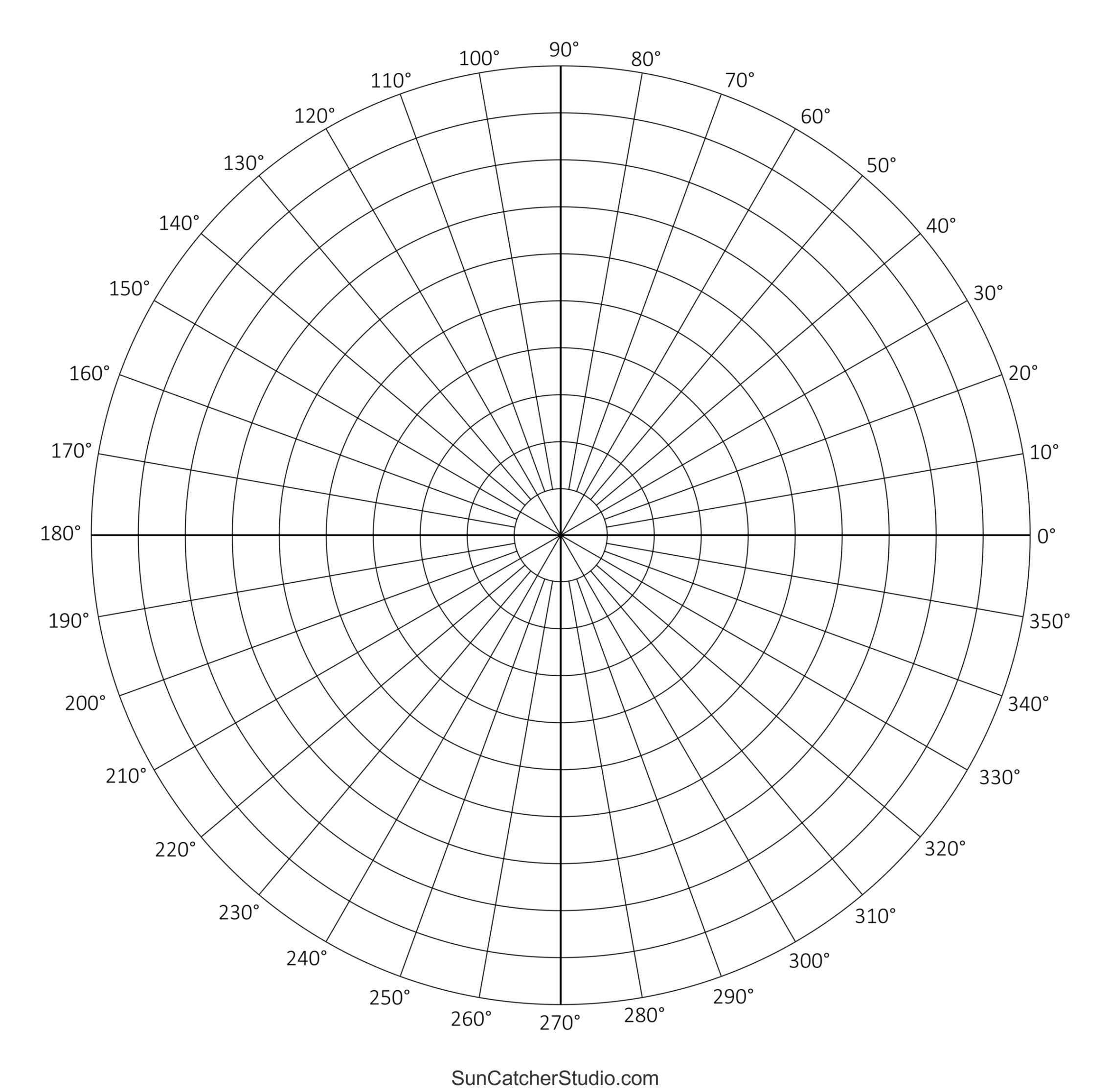 Polar Graph Paper (Printable PDF with Radians and Degrees) – DIY