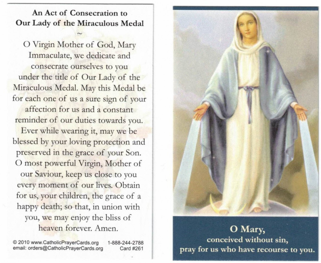 Prayer, Novena, Act of Consecration to Our Lady of the Miraculous Medal