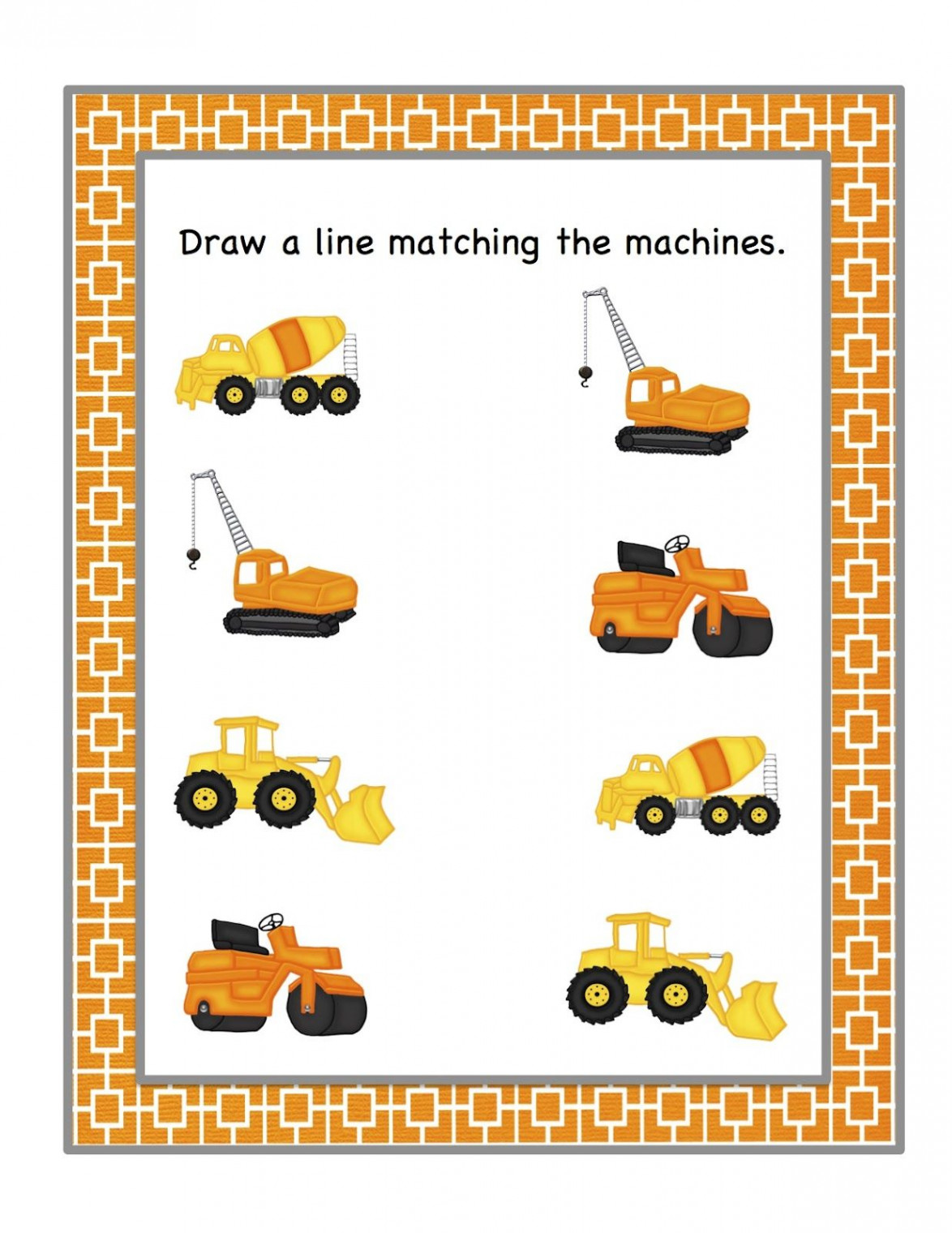 Preschool Printables: Construction Machines Printable Large