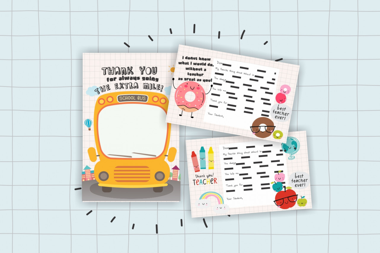 Print These Adorable Teacher & Bus Driver Thank You Cards