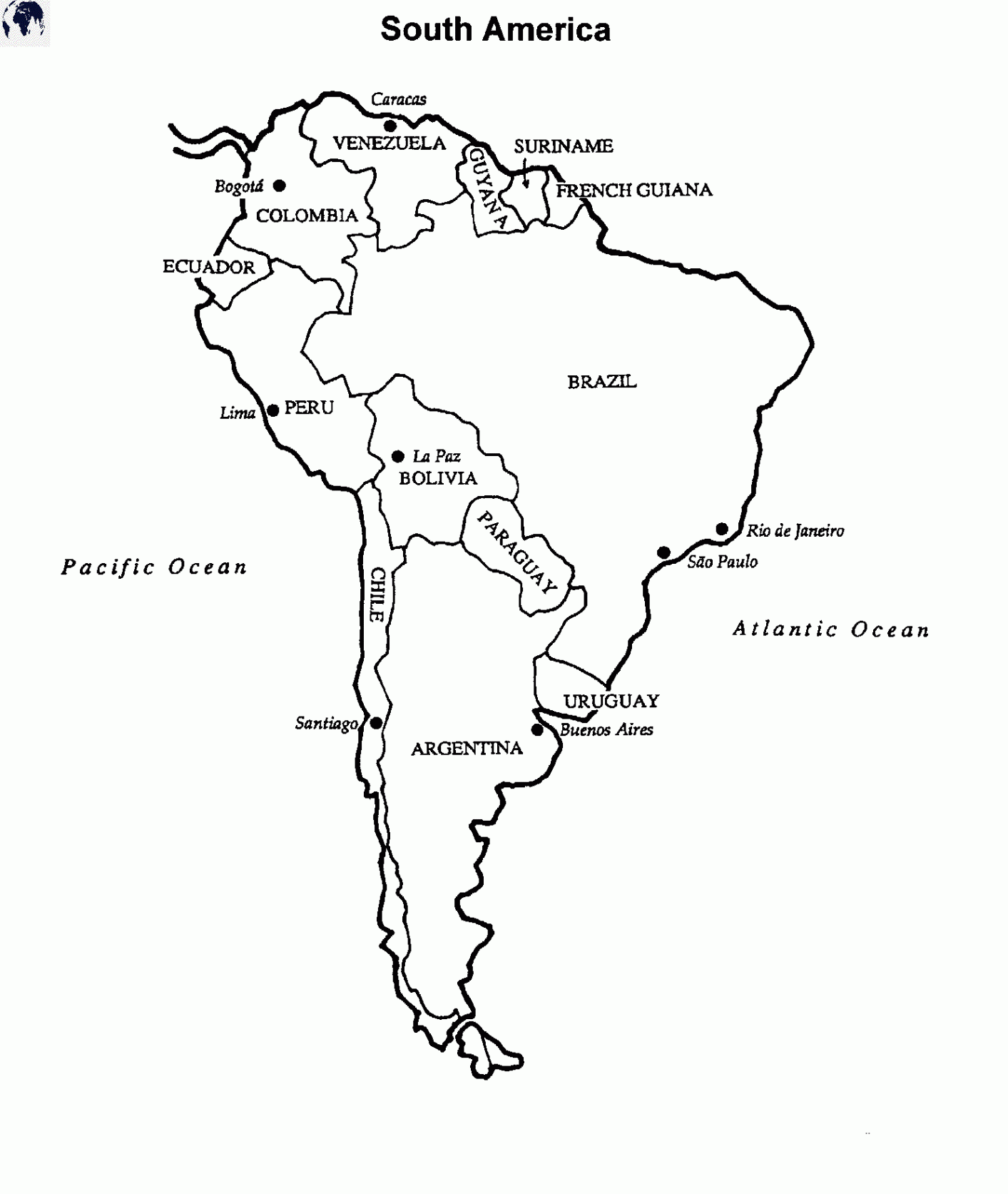 Printable Blank South America Map with Outline, Transparent Map