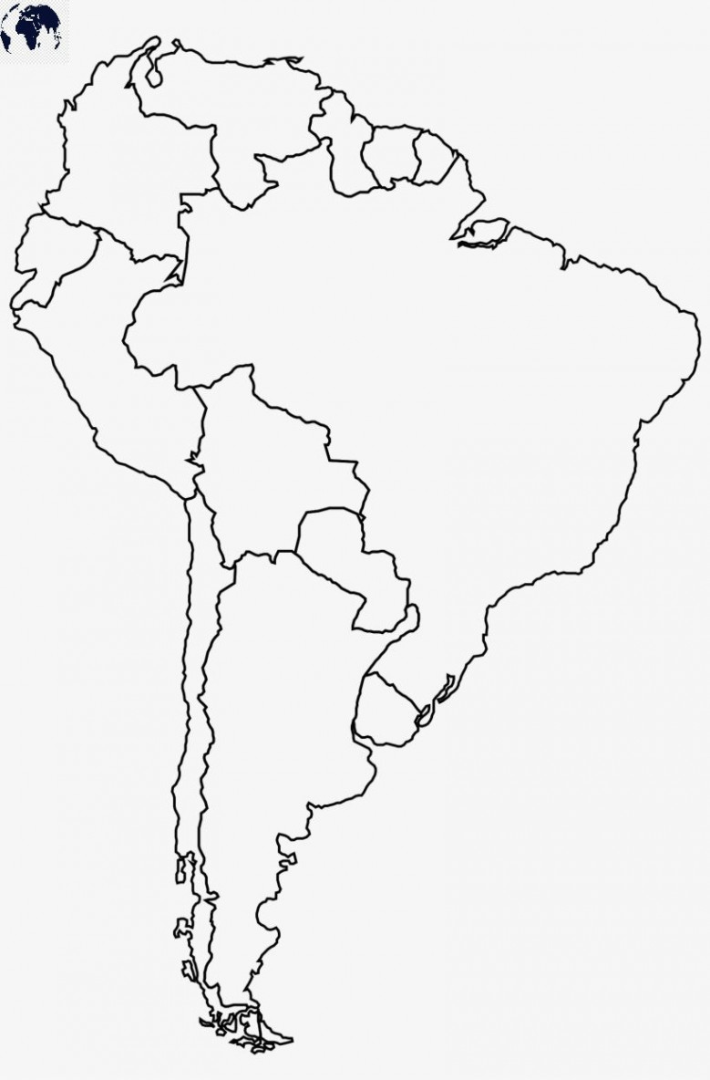 Printable Blank South America Map with Outline, Transparent Map