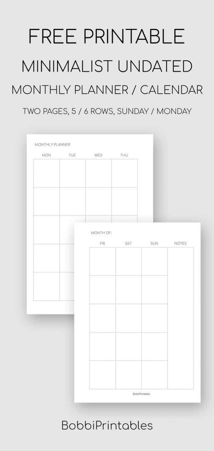 Printable Calendar Monthly Planner, US Letter + A