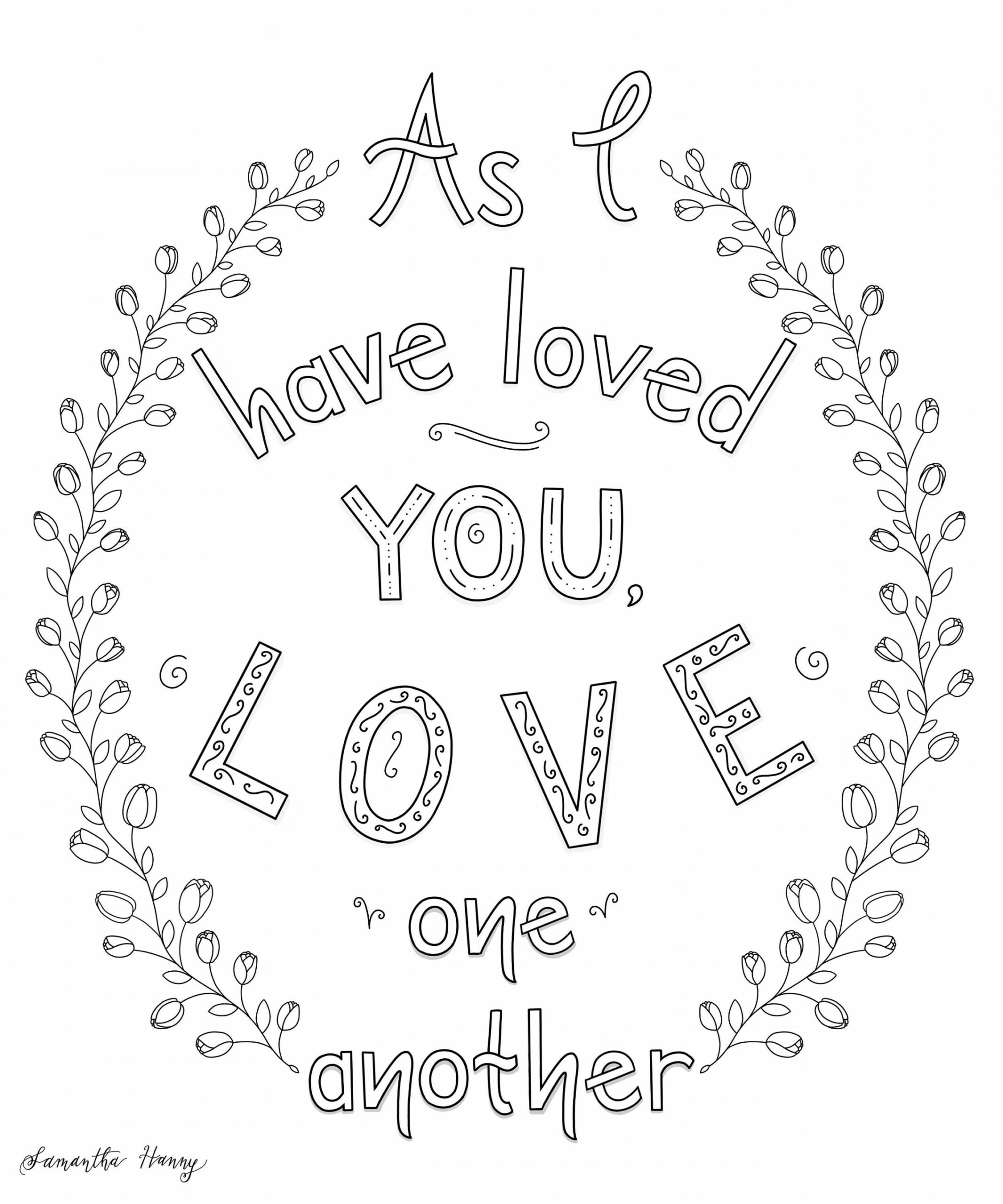 Printable Coloring Pages Love One Another - Etsy