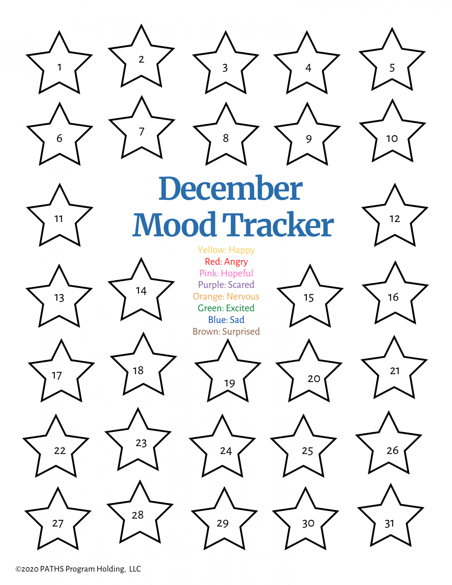 Printable: December Mood Tracker