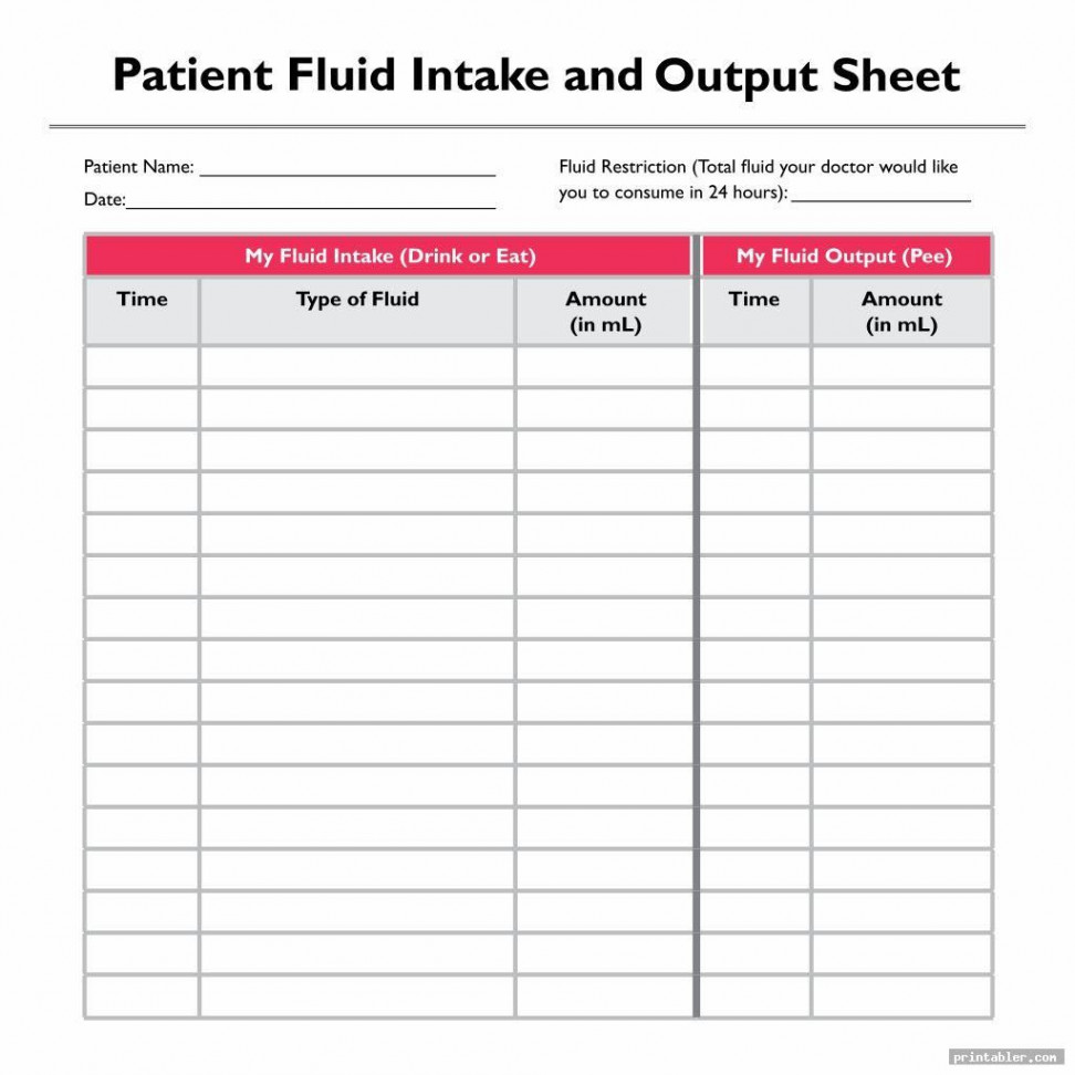 Printable Fluid Intake Charts - Gridgit