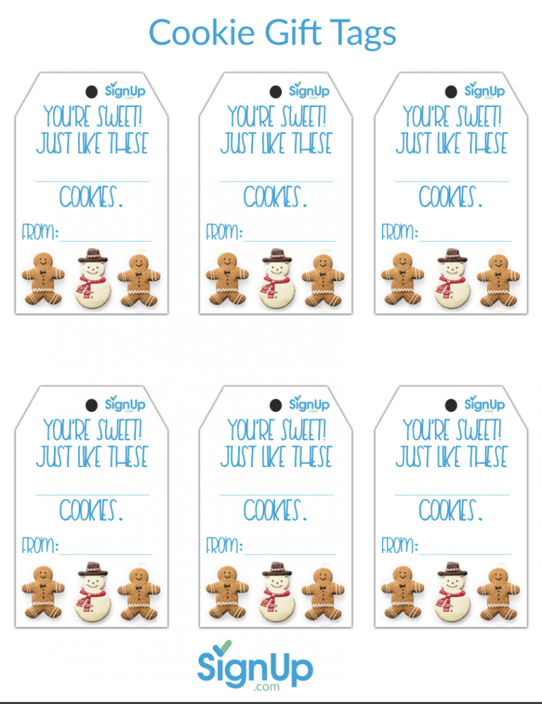 Printable Gift Tags for Holiday Cookies  SignUp