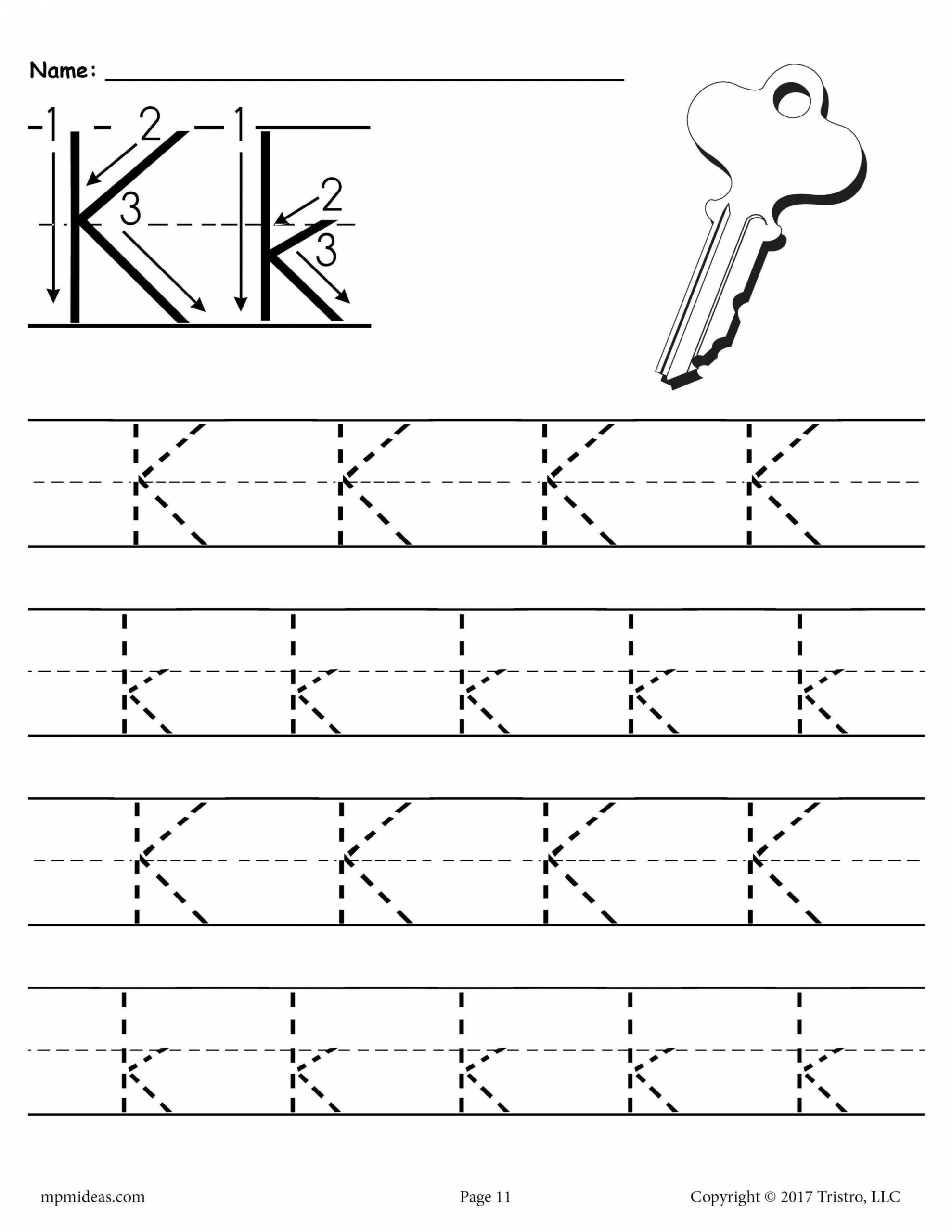 Printable Letter K Tracing Worksheet!  Tracing worksheets