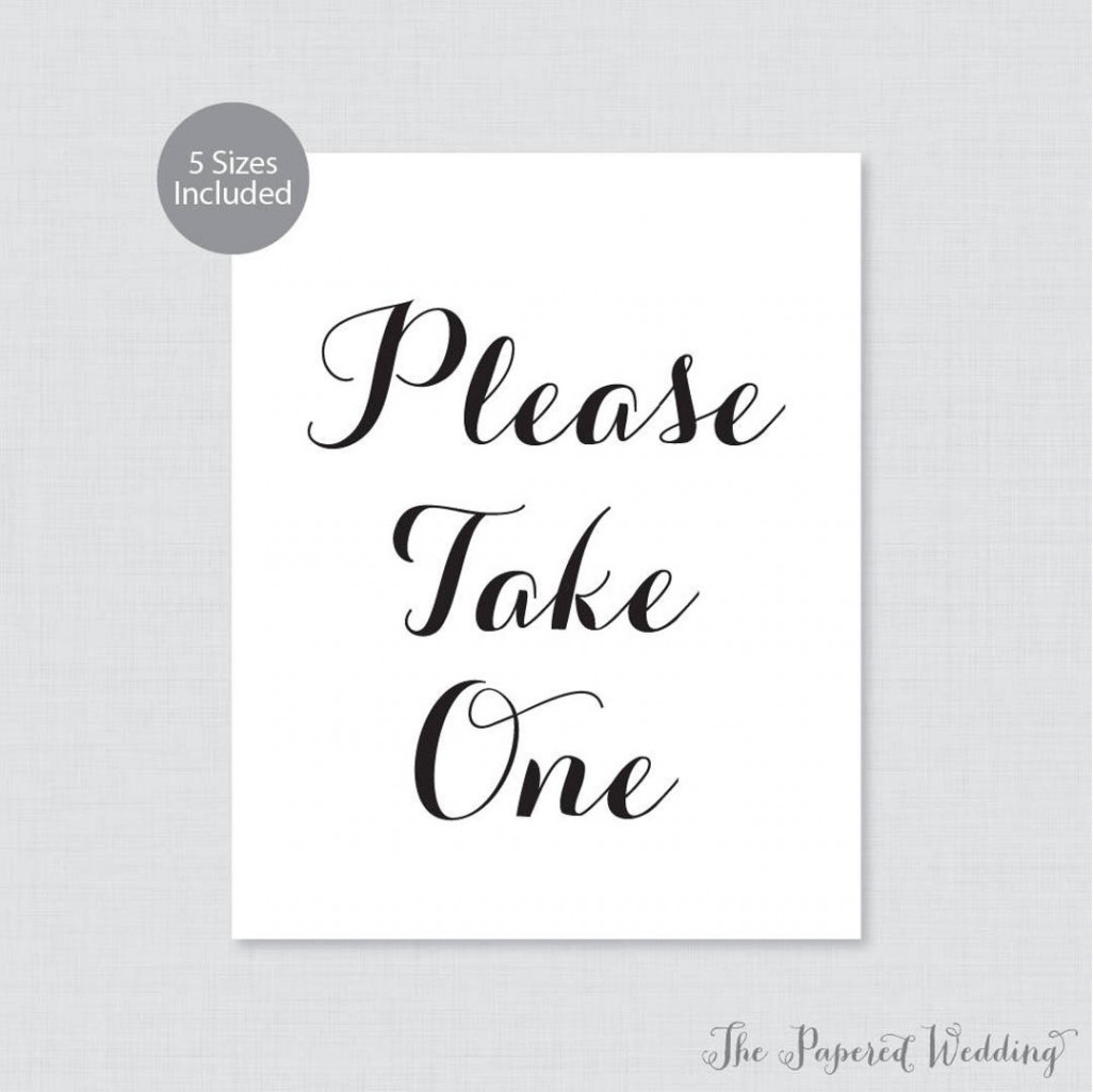 Printable Please Take One Sign Schwarz-Weiß-Hochzeitsschild - Etsy