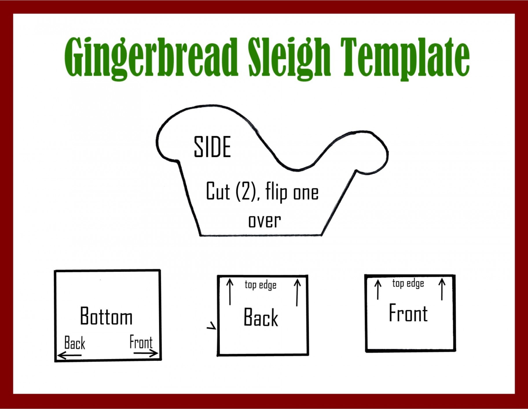 Printable Santa Sleigh Template  Mini gingerbread house