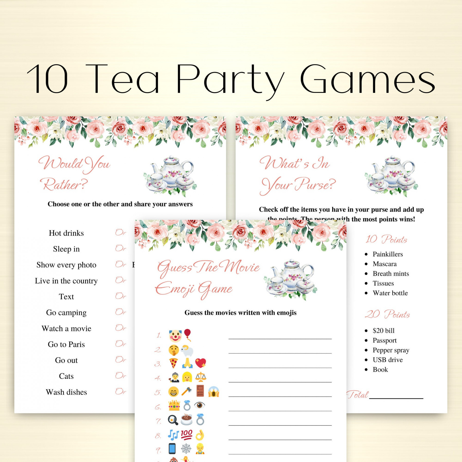 Printable Tea Party Games Ladies Tea Party Games - Etsy