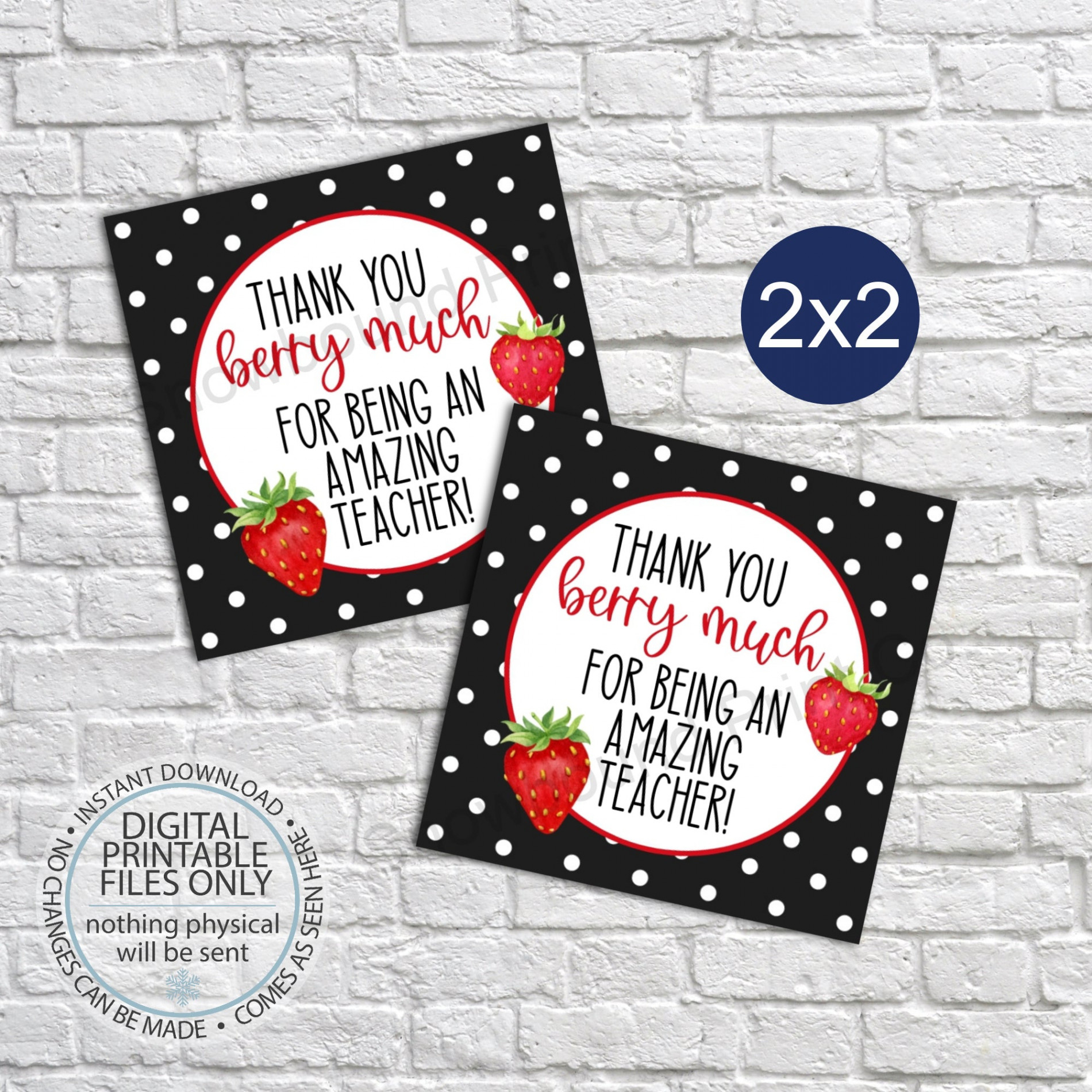 PRINTABLE Thank You Berry Much Teacher Gift Tag – Snowbound Print Co