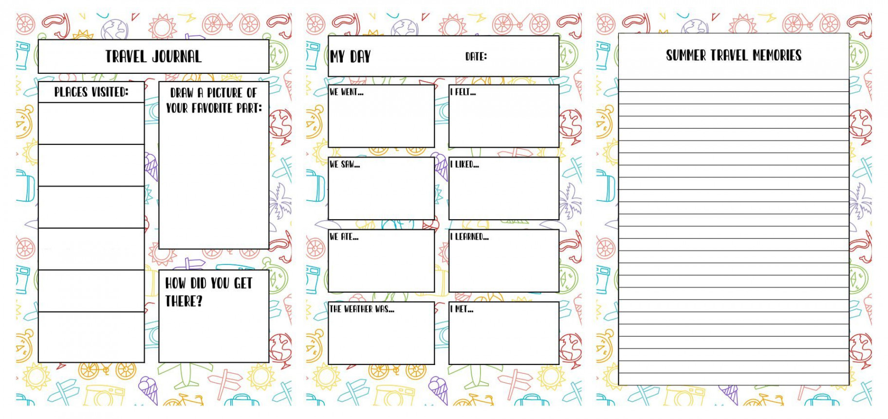 Printable Travel Journal Pages  Travel journal pages, Travel