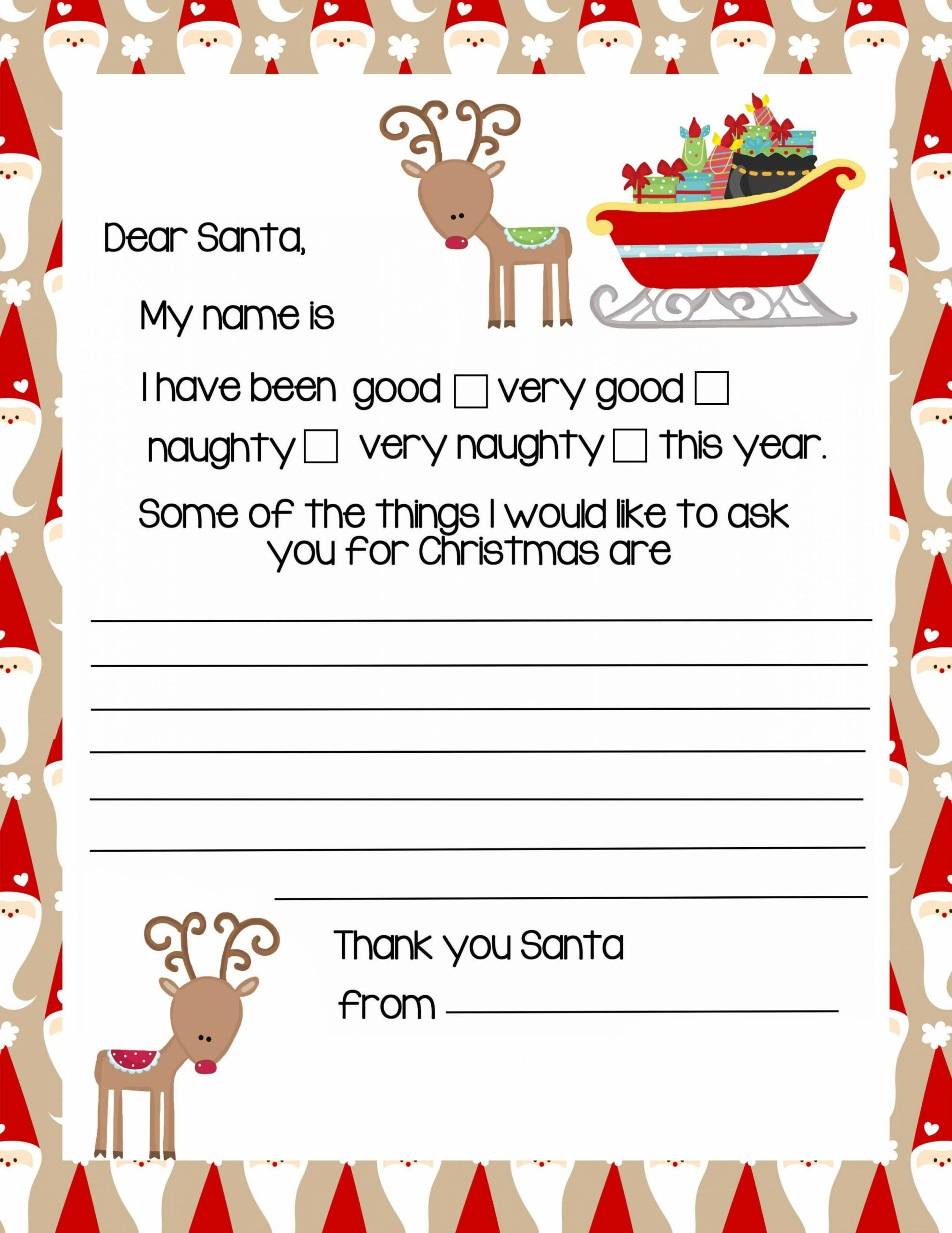 Reindeer Letter to Santa Claus  Christmas letter template, Santa