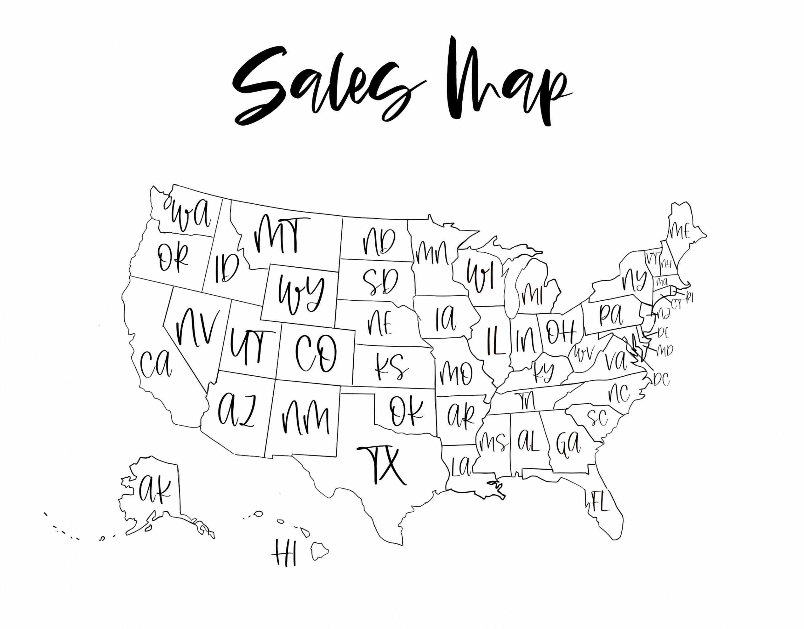 Sales Map tracker Procreate oder Printable USA Etsy - Etsy