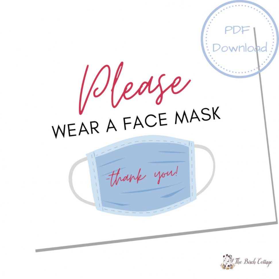 Set of  Free Printable "Please Wear a Face Mask" Signs - The