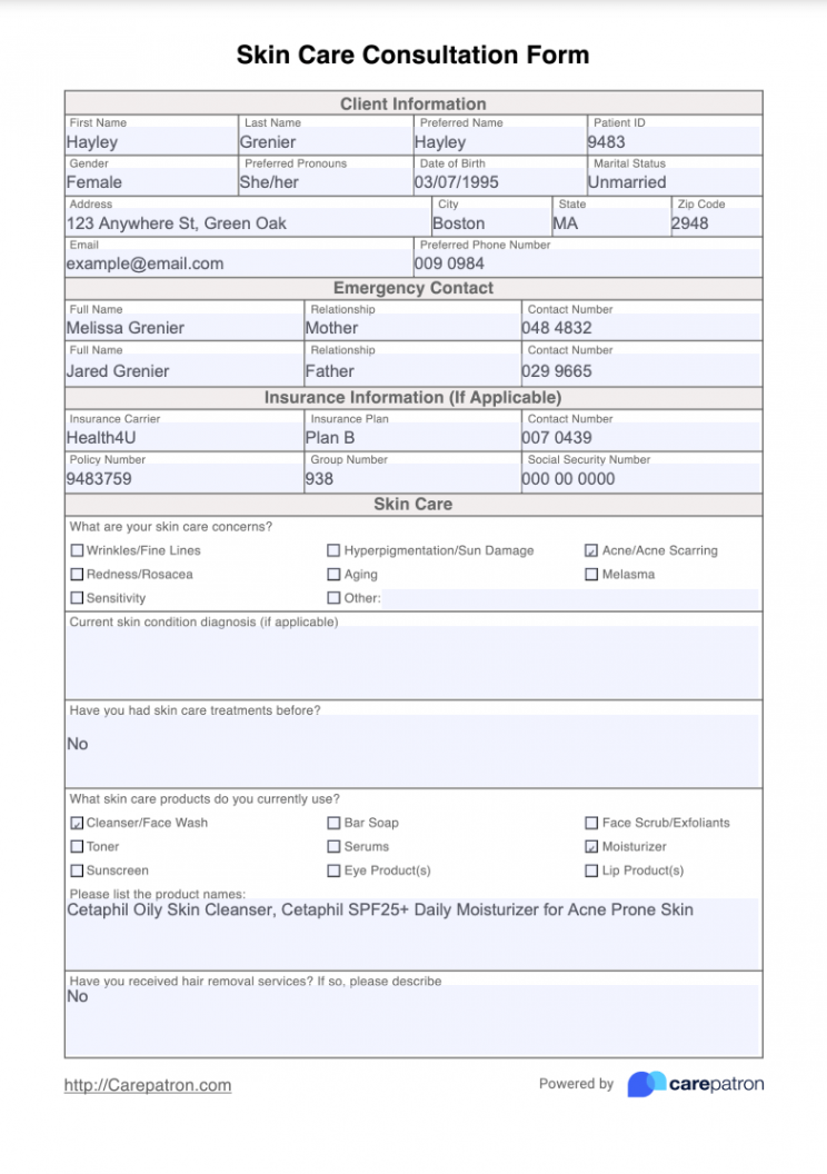 Skin Care Consultation Form & Template  Free PDF Download