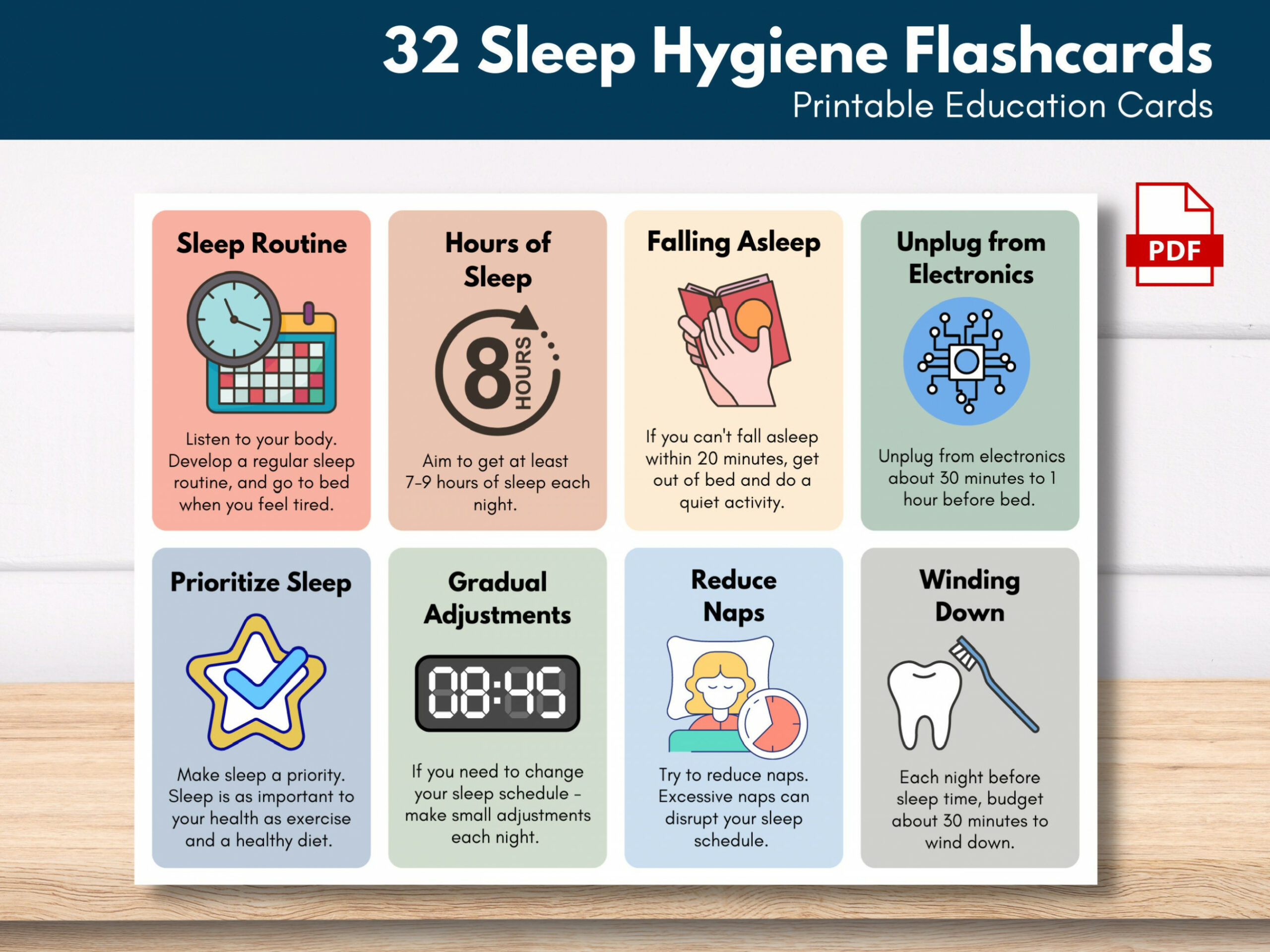 Sleep Hygiene Flash Cards Sleep Wellness Tips Worksheets - Etsy