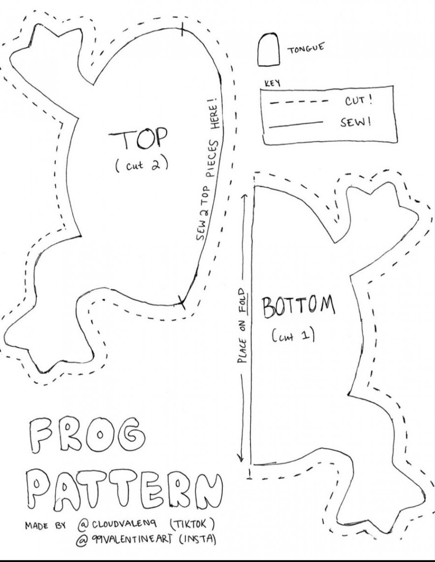 Small frog pattern  Cute sewing projects, Sewing templates