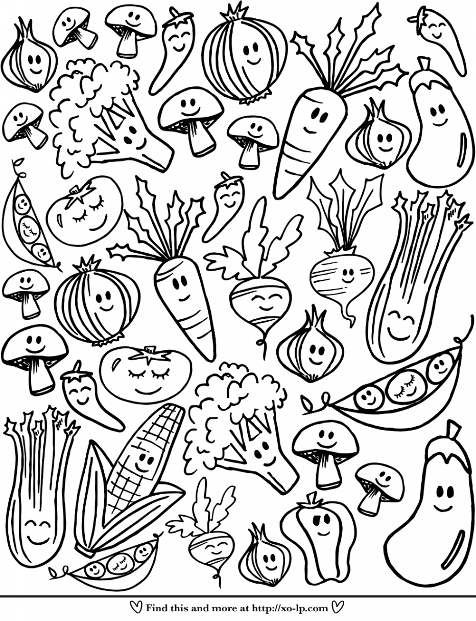 Smiling Veggies Printable Coloring Page — XO-LP