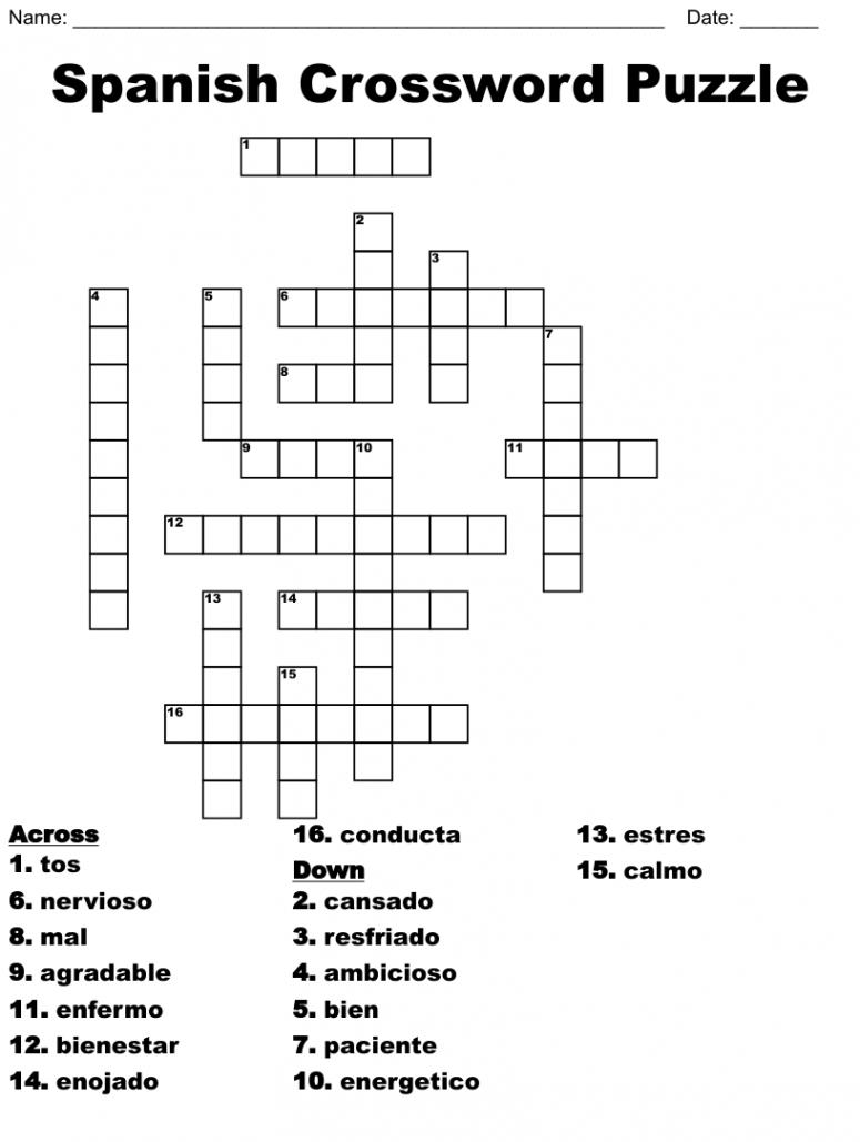 Spanish Crossword Puzzle - WordMint